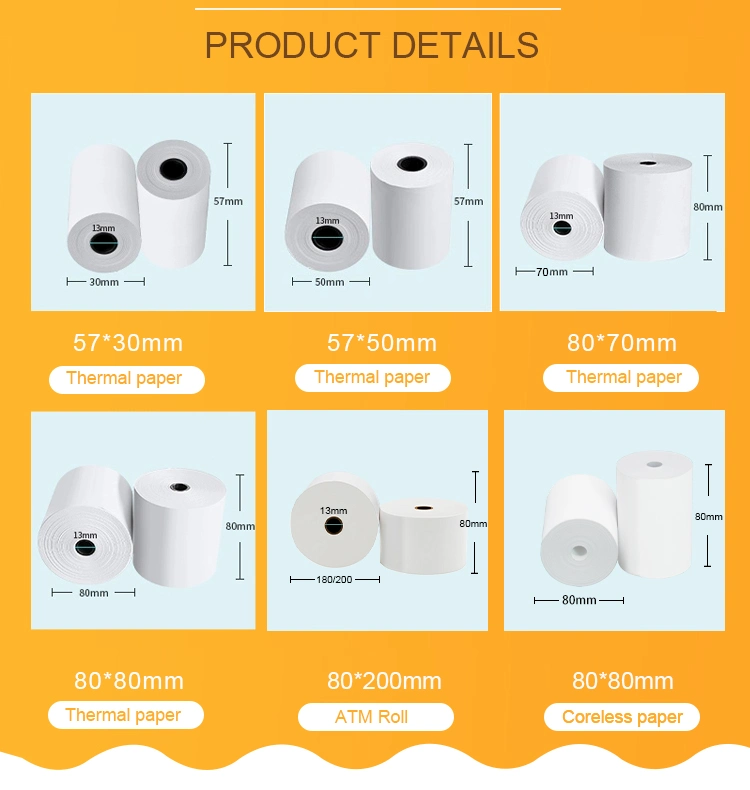 Thermal Paper Rolls 75mm Printer Paper Size 4 Inch 65GSM