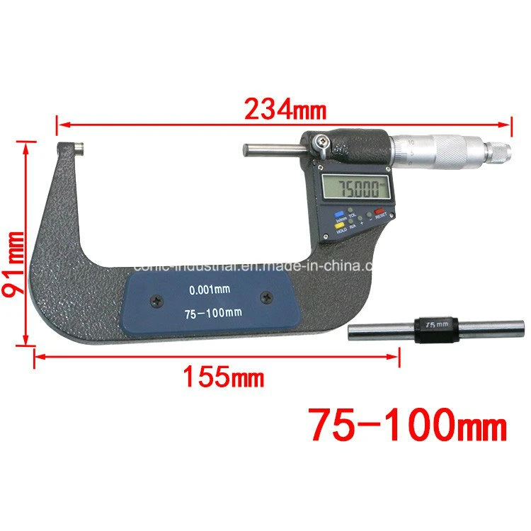 75-100mm/3-4" 0.001mm Metric/Inch Large LCD Electronic Digital Micrometer