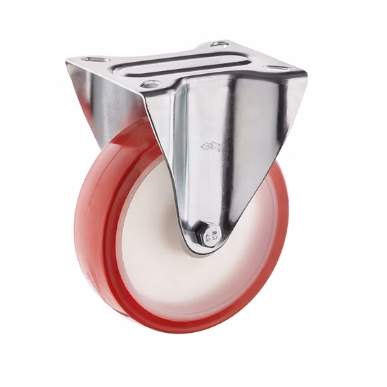 Rotella industriale Ruedus girevole di tutte le dimensioni da 125 mm in PU rosso di tipo europeo per carrello portavivande da ristorante